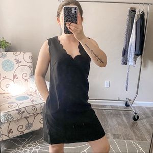 Foxiedox Sleeveless Scallop Detail Wrap Mini Dress Black Small NWT